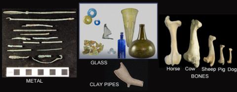 Artefacts - bone, glass, metal